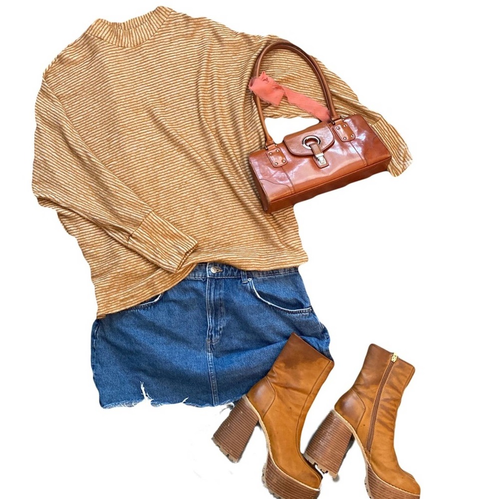 Striped mock lightweight sweater